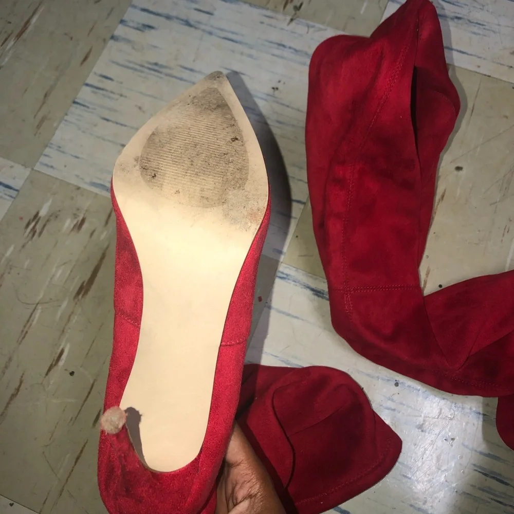 Steve Madden Red Dominique Over-the-Knee Pointed Stiletto Boots